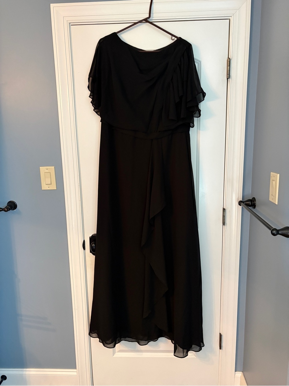 Azazie Black Ruffle Sleeve Maxi Dress